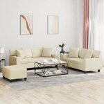 vidaXL Ensemble de canapés 3 Pièces avec coussins crème similicuir