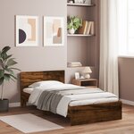 vidaXL Cadre de lit sans matelas avec tête de lit chêne fumé 100x200cm