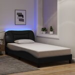 vidaXL Cadre de lit avec LED sans matelas noir 100x200 cm tissu