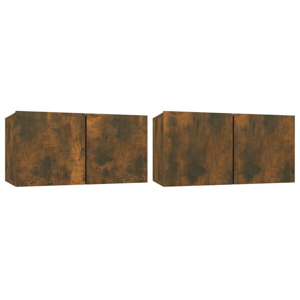 vidaXL Meubles TV suspendus 2 Pièces Chêne fumé 60x30x30 cm