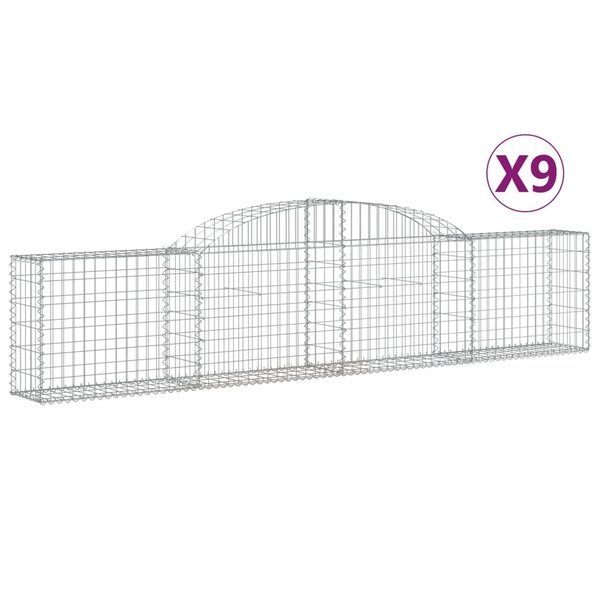 vidaXL Paniers à gabions arqués 9 Pièces 300x30x60/80 cm Fer galvanisé