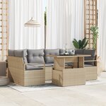 Ensemble de sofa de jardin 7 pièces avec coussins Beige Poly Rotin