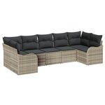 Ensemble de Canapé de Jardin 7 Pièces avec Coussins en Rattan Poly Gris Clair