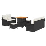 vidaXL Ensemble de 8 pièces de sofa de jardin avec coussins Noir Poly Rattan Acacia