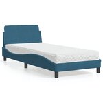 vidaXL Lit avec matelas bleu 90x200 cm velours