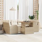 vidaXL Ensemble de Salle à Manger de Jardin 7 Pièces avec Coussins Beige en Rattan Poly