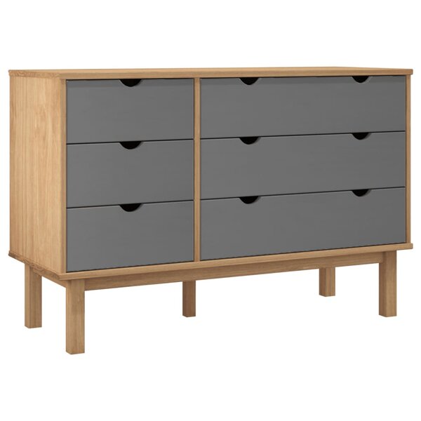 vidaXL Commode OTTA marron et gris 111x43x73 5 cm bois de pin massif