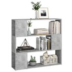 vidaXL Bibliothèque/Séparateur de pièce Gris béton 100x24x94 cm