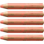 Crayon multi-talents woody 3en1  rond  rouge pastel x 5 stabilo