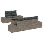 vidaXL Ensemble de Canapé de Jardin 6 pièces avec Coussins en Rattan Gris