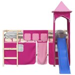 vidaXL Rideaux pour lit mezzanine avec tour rose polyester