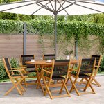 vidaXL Ensemble à manger de jardin 7Pièces noir polypropylène bois massif