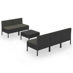 vidaXL Salon de jardin 6 Pièces avec coussins résine tressée noir