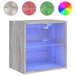 vidaXL Table de chevet murale avec lumières LED sonoma gris