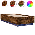 vidaXL Cadre de lit avec lumières LED chêne fumé 100x200 cm