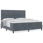 Lit à ressort vidaXL avec matelas gris foncé 200x200 cm en velours