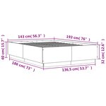 vidaXL Cadre de lit gris béton 140x190 cm bois d'ingénierie