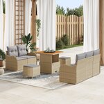 Ensemble de Canapés de Jardin de 8 pièces avec Coussins en Rotin Poly Beige