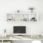 vidaXL Meuble TV mural Blanc 37x37x142 5 cm Bois d’ingénierie