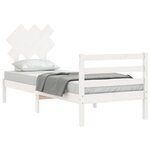 vidaXL Cadre de lit avec tête de lit blanc 90x200 cm bois massif