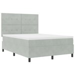 Lit Box Spring vidaXL avec Matelas Gris clair 160x200 cm Velours