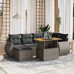 vidaXL Salon de jardin avec coussins 7 Pièces gris résine tressée