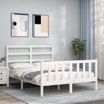 vidaXL Cadre de lit sans matelas blanc 140x190 cm bois de pin massif