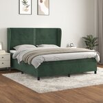 vidaXL Sommier à lattes de lit et matelas Vert foncé 160x200cm Velours