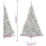 vidaXL Demi sapin de Noël artificiel avec support argenté 210 cm PET