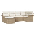 Ensemble de canapés de jardin de 6 pièces avec coussins beige en rattan synthétique