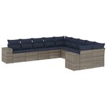 vidaXL Salon de jardin avec coussins 10 Pièces gris clair résine tressée