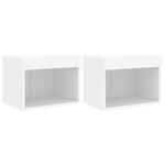 vidaXL Tables de chevet murales avec lumières LED 2 Pièces blanc