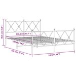 vidaXL Cadre de lit métal sans matelas avec pied de lit noir 137x190cm
