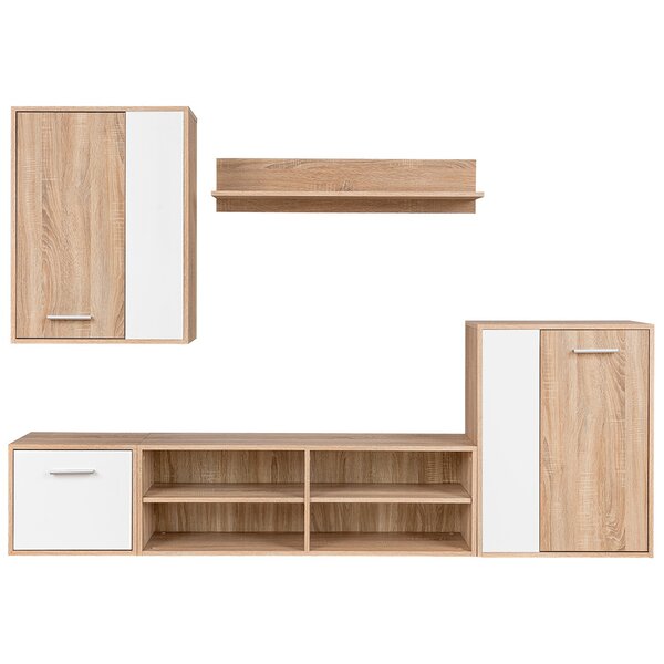 vidaXL Ensemble de meuble TV de 5 pièces en bois d'ingénierie blanc et chêne sonoma