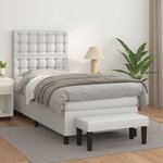 vidaXL Sommier à lattes de lit avec matelas Blanc 100x200cm Similicuir