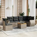 vidaXL Salon de jardin avec coussins 7 Pièces gris résine tressée