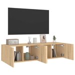 vidaXL Meubles TV muraux lumières LED 2 Pièces chêne sonoma 60x35x31 cm