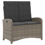 vidaXL Ensemble à manger de jardin et coussins 2 Pièces gris rotin