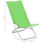 vidaXL Chaises de plage pliables lot de 2 Vert Tissu