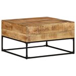vidaXL Table basse 68x68x41 cm Bois de manguier brut