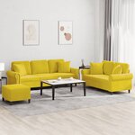 vidaXL Ensemble de canapés 3 Pièces avec coussins jaune velours
