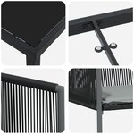 vidaXL Ensemble de repas de jardin 3 pièces avec coussins Noir Poly Rattan