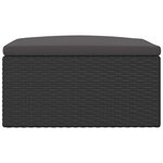 vidaXL Tabouret de jardin avec coussin noir résine tressée