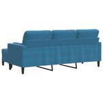 vidaXL Canapé à 3 places avec repose-pieds Bleu 180 cm Velours