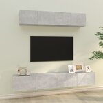 vidaXL Ensemble de meubles TV 4 Pièces Gris béton Bois d'ingénierie