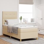 vidaXL Lit à ressorts avec matelas crème 100x200 cm tissu