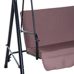Balancelle de jardin 3 places toit inclinaison réglable coussins assise et dossier 1 72L x 1 1l x 1 52H m acier noir polyester marron clair
