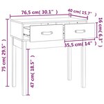 vidaXL Table console Gris 76 5x40x75 cm Bois massif de pin