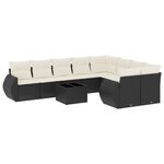 vidaXL Salon de jardin 10 Pièces avec coussins noir résine tressée