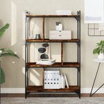 vidaXL Bibliothèque 4 niveaux chêne fumé 76x32x123cm bois d'ingénierie